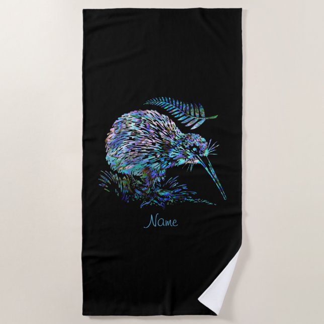 SERVIETTE DE PLAGE PERSONNALISÉ NOUVELLE-ZÉLANDE KIWI PAUA (Devant)