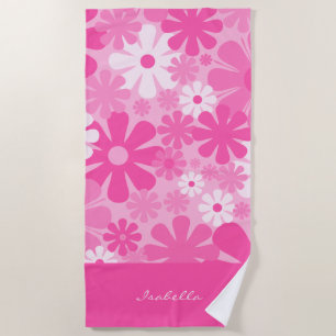 Serviette De Plage Personnalisé Retro Floral 60s les années 70 Y2K Pi
