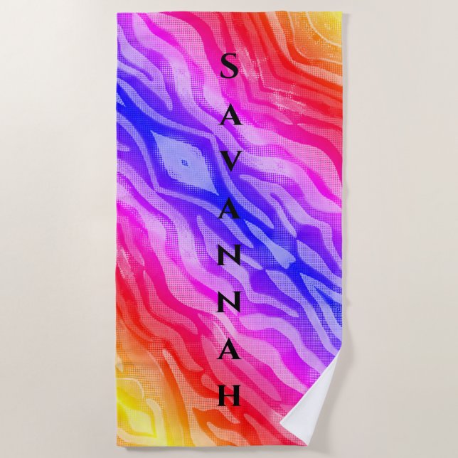 Serviette de plage personnalisée Abstraite Rainbow (Devant)