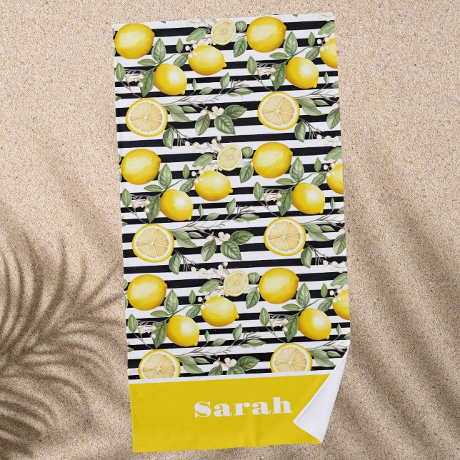Serviette de plage personnalisée au citron (Créateur téléchargé)