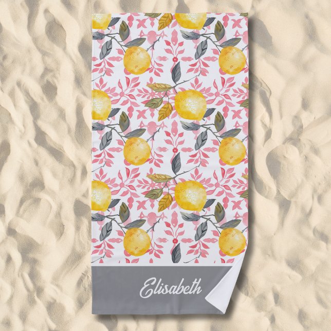 Serviette de plage personnalisée au citron (Créateur téléchargé)