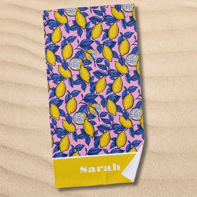 Serviette de plage personnalisée au citron (Créateur téléchargé)