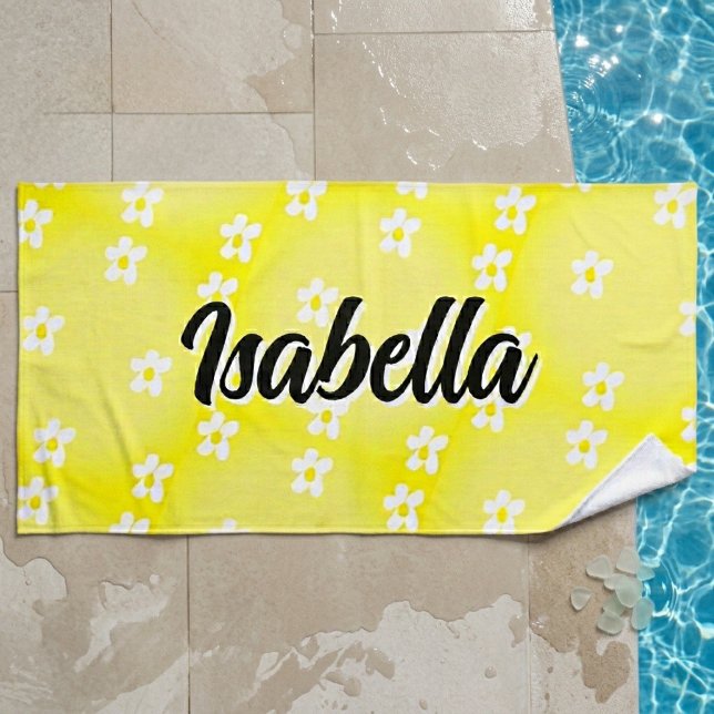 Serviette de plage personnalisée avec nom Daisy, e (Créateur téléchargé)