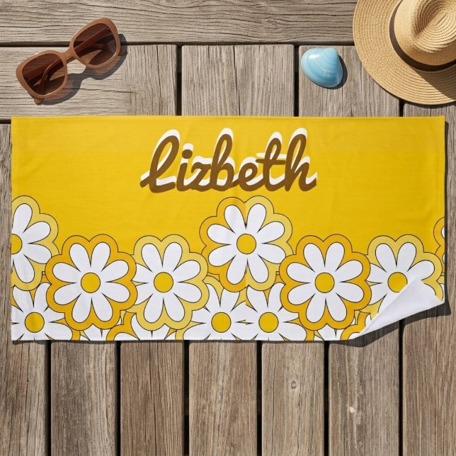 Serviette de plage personnalisée avec nom Daisy, e (Créateur téléchargé)