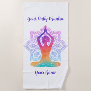 Serviette de plage personnalisée avec nom et mantr