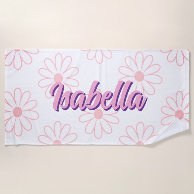 Serviette de plage personnalisée avec nom et margu (Devant)
