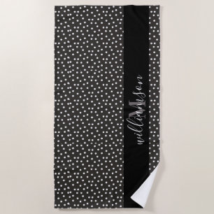 Serviette de plage personnalisée B&W Polka Dot Bea