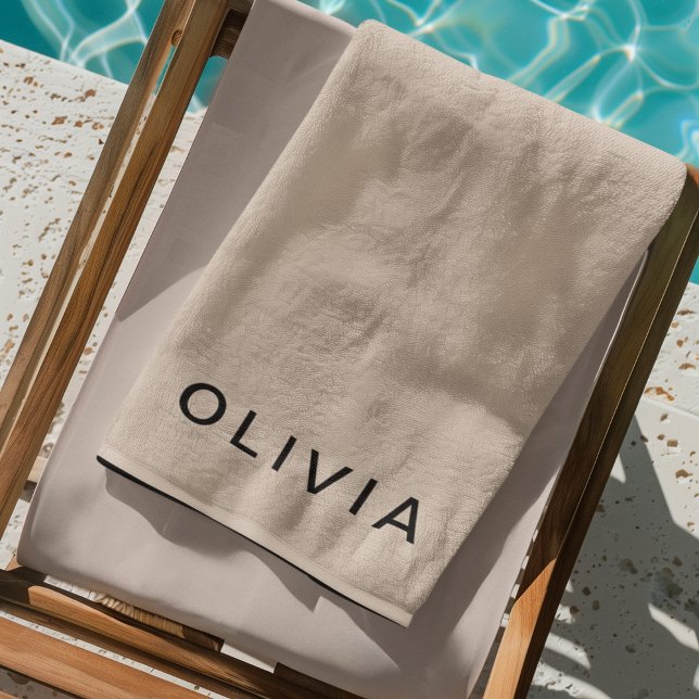 Serviette de plage personnalisée beige monogramme  (Créateur téléchargé)