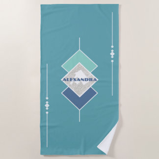 Serviette de plage personnalisée bleue