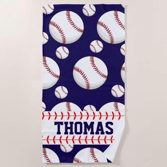 Serviette de plage personnalisée de baseball d'été (Devant)