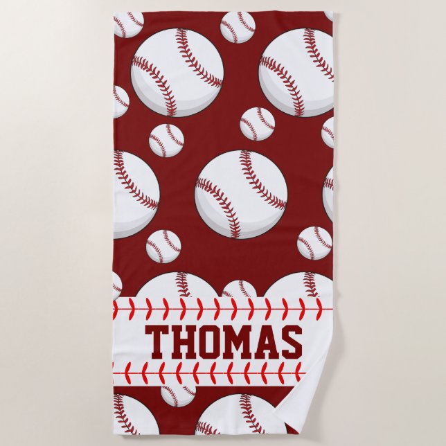 Serviette de plage personnalisée de baseball d'été (Devant)