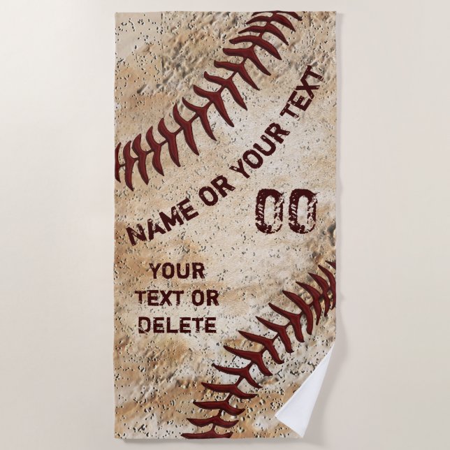 Serviette de plage personnalisée de baseball vinta (Devant)