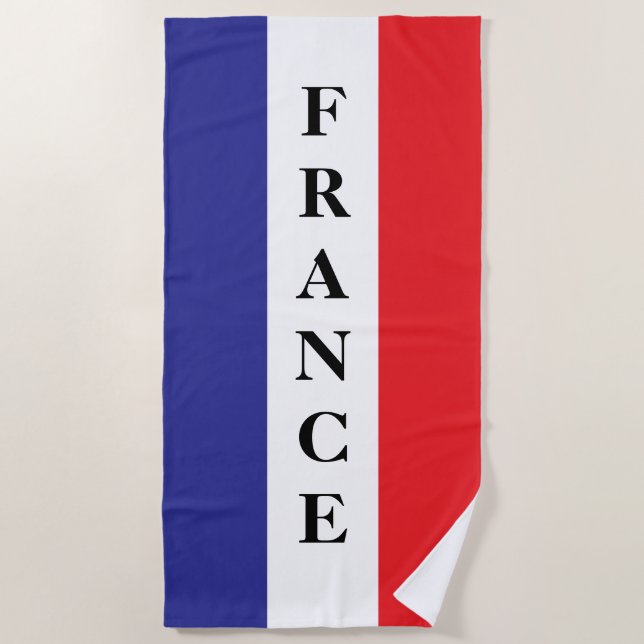 serviette de plage personnalisée drapeau français  (Devant)