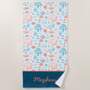 Serviette de plage personnalisée en corail