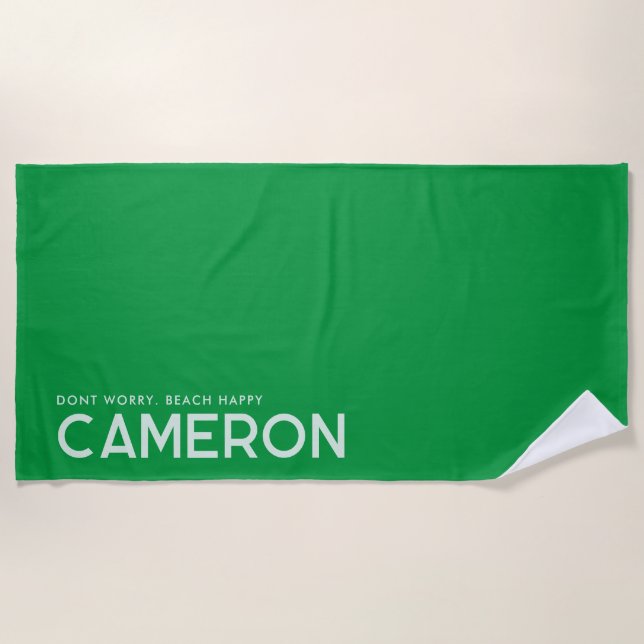 Serviette de plage personnalisée en Slogan vert (Devant)