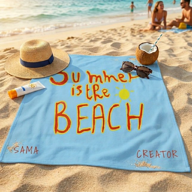 Serviette de plage personnalisée Été c'est la plag (Créateur téléchargé)