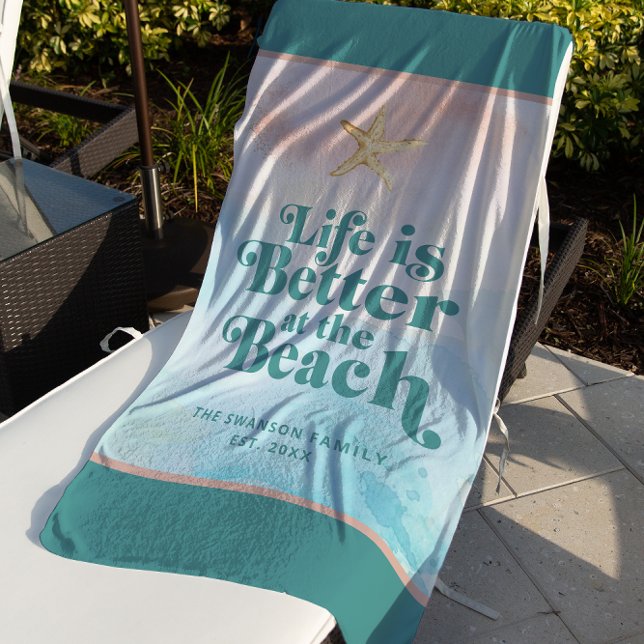 Serviette de plage personnalisée La vie est meille (Créateur téléchargé)