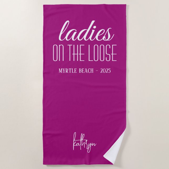 Serviette de plage personnalisée Ladies on the Loo (Devant)