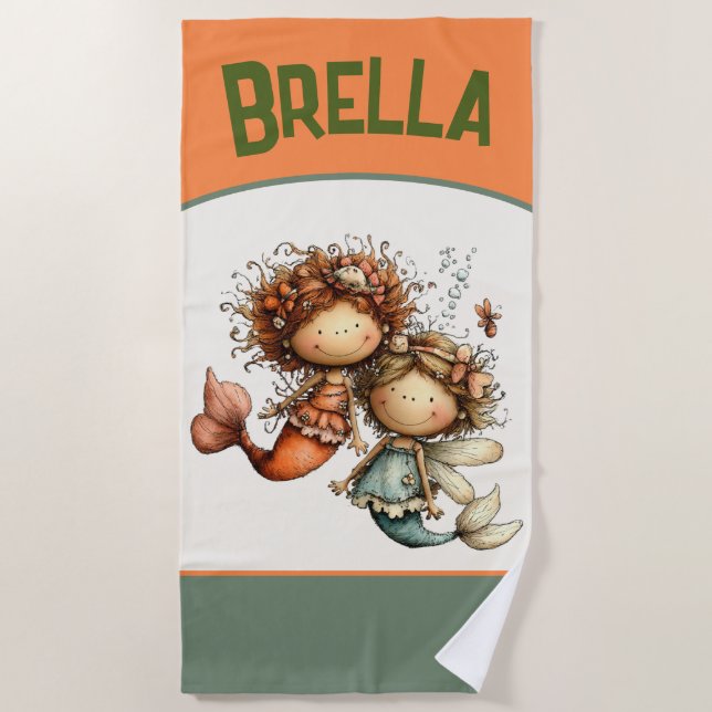 Serviette de plage personnalisée Mermaid  (Devant)
