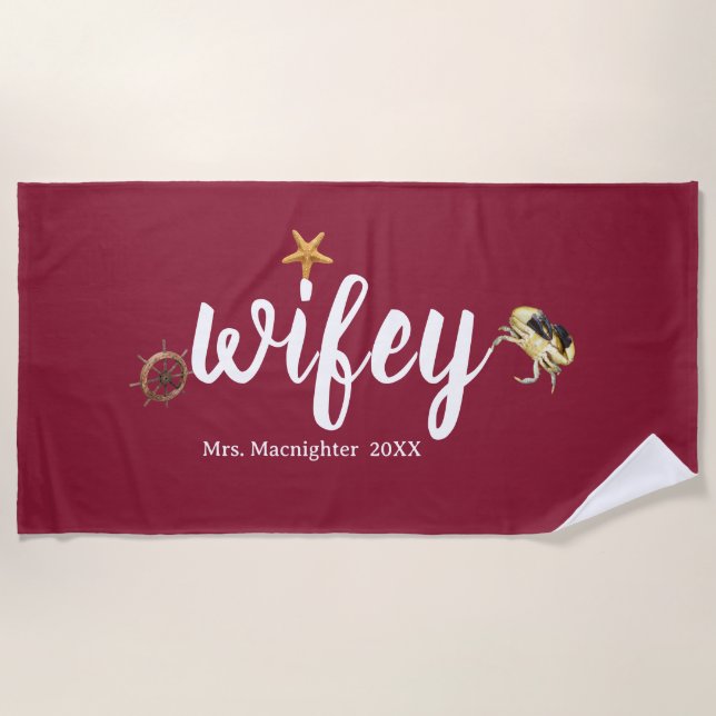 Serviette De Plage Personnalisée Mme Russet avec Ocean Creatures (Devant)