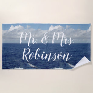 Serviette de plage personnalisée Mr. et Mrs. Vague