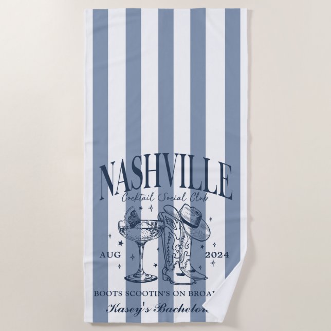 Serviette de plage personnalisée Nashville Bachelo (Devant)