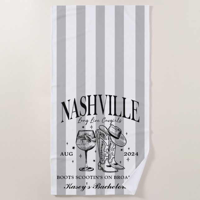 Serviette de plage personnalisée Nashville Bachelo (Devant)