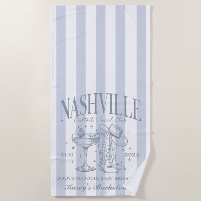 Serviette de plage personnalisée Nashville Bachelo (Devant)