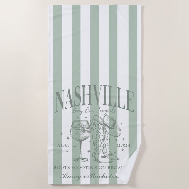 Serviette de plage personnalisée Nashville Bachelo (Devant)