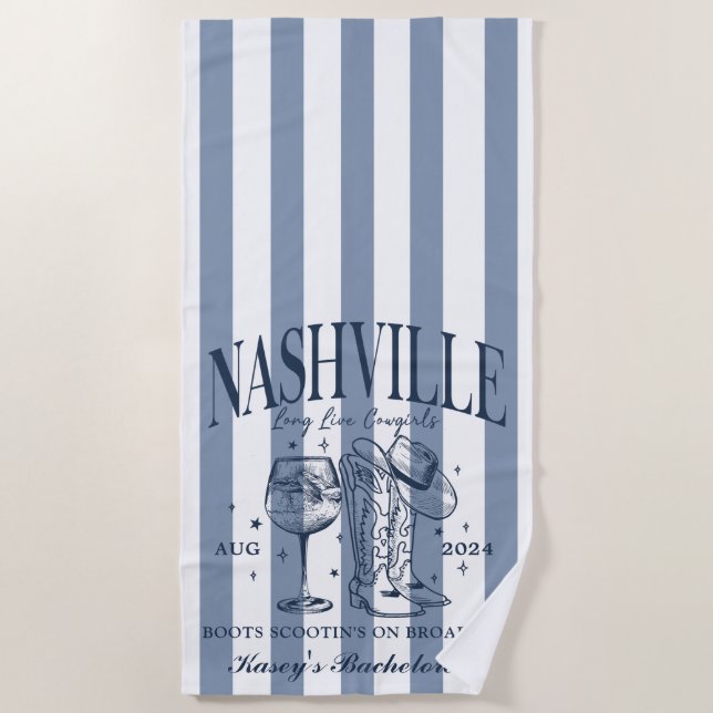 Serviette de plage personnalisée Nashville Bachelo (Devant)
