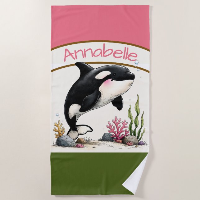 Serviette de plage personnalisée Orca  (Devant)