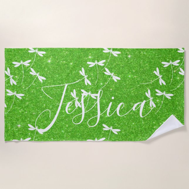 Serviette de plage personnalisée paillettes et lib (Devant)