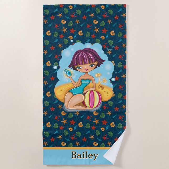 Serviette de plage personnalisée pour enfants  (Devant)