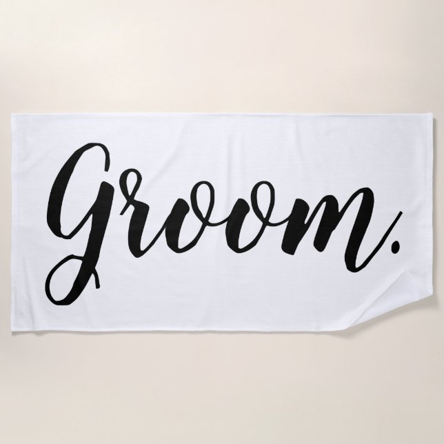 Serviette de plage personnalisée pour le marié d'e (Devant)