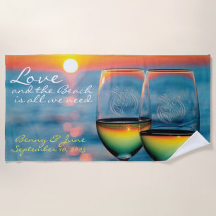 Serviette de plage personnalisée pour lune de miel