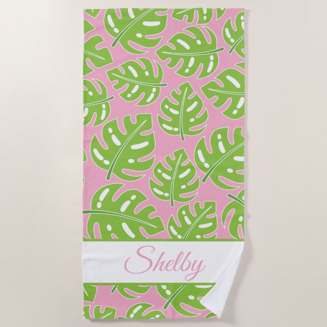 Serviette de plage personnalisée Preppy Palms (Devant)
