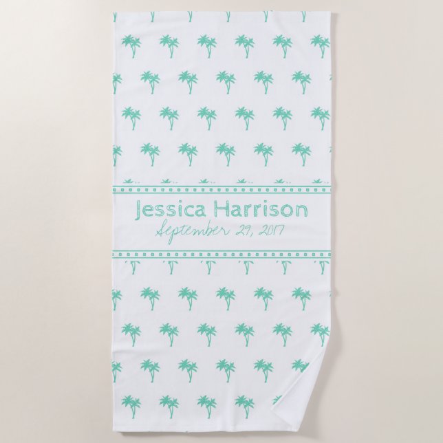 Serviette de plage personnalisée Tropical Palm Tre (Devant)