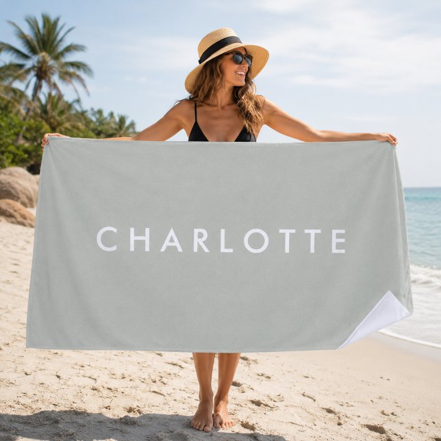 Serviette de plage personnalisée vert sauge modern (Créateur téléchargé)