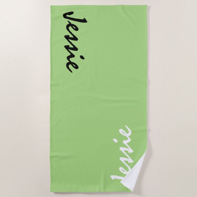 Serviette de plage personnalisée verte (Devant)