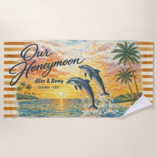 Serviette de plage personnalisée vintage Our Honey