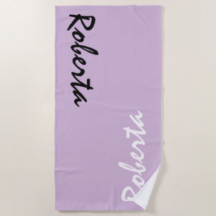 Serviette de plage personnalisée violet clair avec