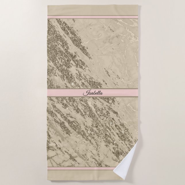 Serviette De Plage Personnaliser en marbre Parties scintillant de Cha (Devant)