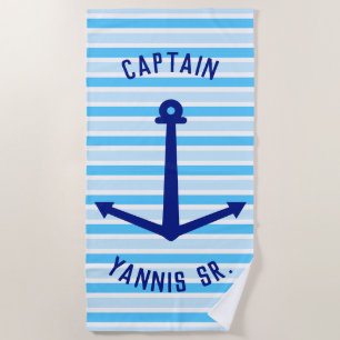 Serviette De Plage Personnaliser le navire Captain Name Beach Towne