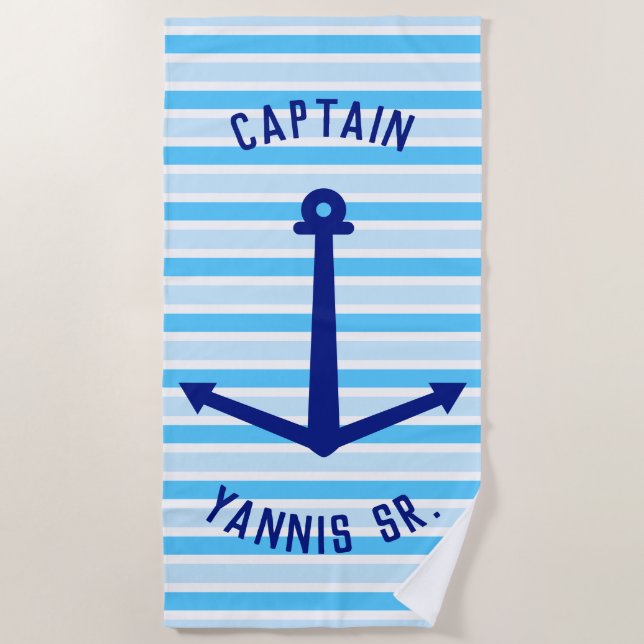 Serviette De Plage Personnaliser le navire Captain Name Beach Towne (Devant)
