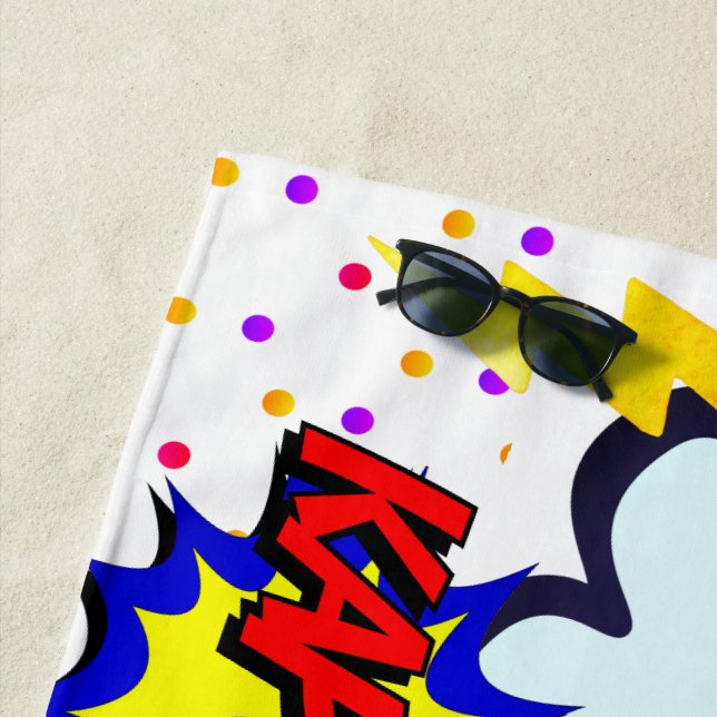 Serviette De Plage Personnaliser les bulles de la parole comique de n (En situation)