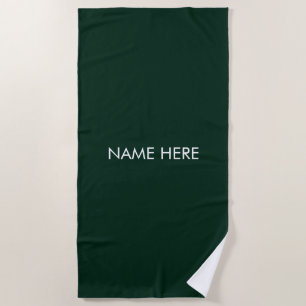 Serviette De Plage Personnaliser personnaliser le nom monogramme vert
