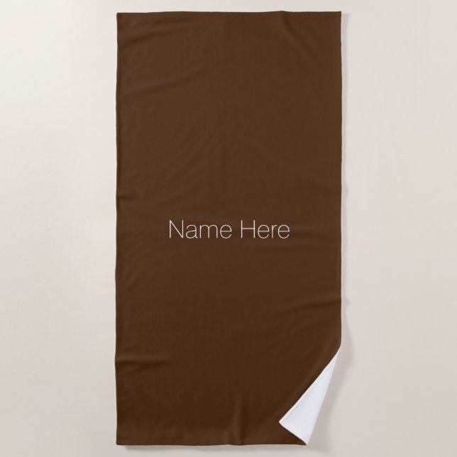 Serviette De Plage Personnaliser personnaliser nom monogramme brun bl (Devant)