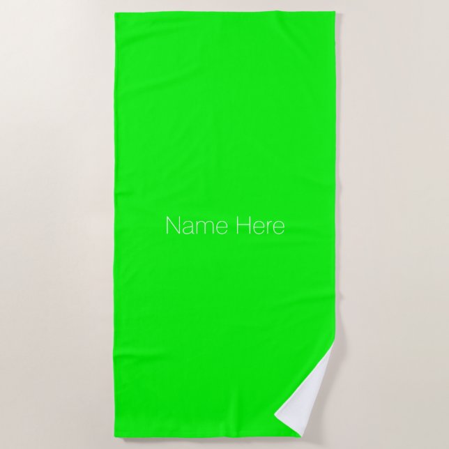 Serviette De Plage Personnaliser personnaliser nom monogramme néon ve (Devant)