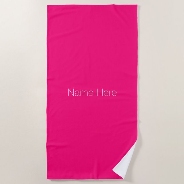 Serviette De Plage Personnaliser personnaliser nom monogramme rose fu (Devant)