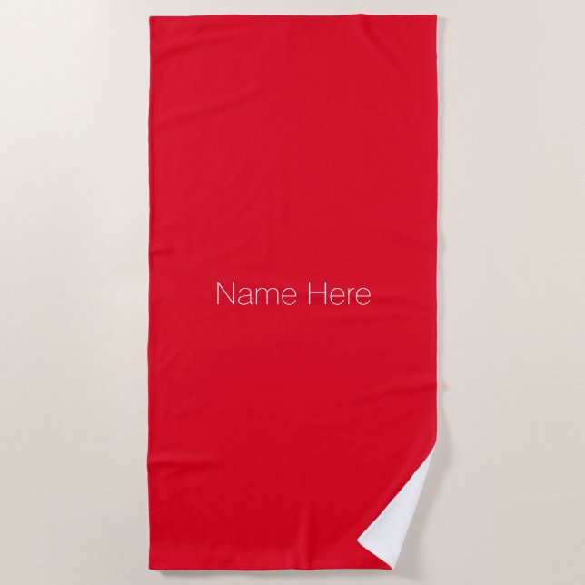 Serviette De Plage Personnaliser personnaliser nom monogramme rouge b (Devant)